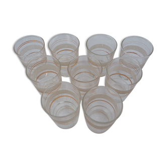 9 wine glasses, gold edging and granite – 1960s-1970s