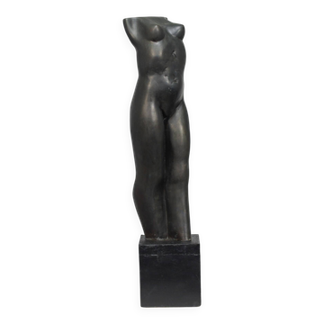Sculpture en bronze d'un torse féminin debout par Francine Govers, années 1990.
