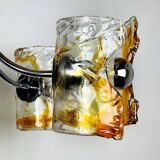 Mid-century chandelier in amber Murano and chrome by Toni Zuccheri for Mazzega, Italy, 1970s.