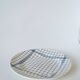 large round dish Gien blue and white striped 1960