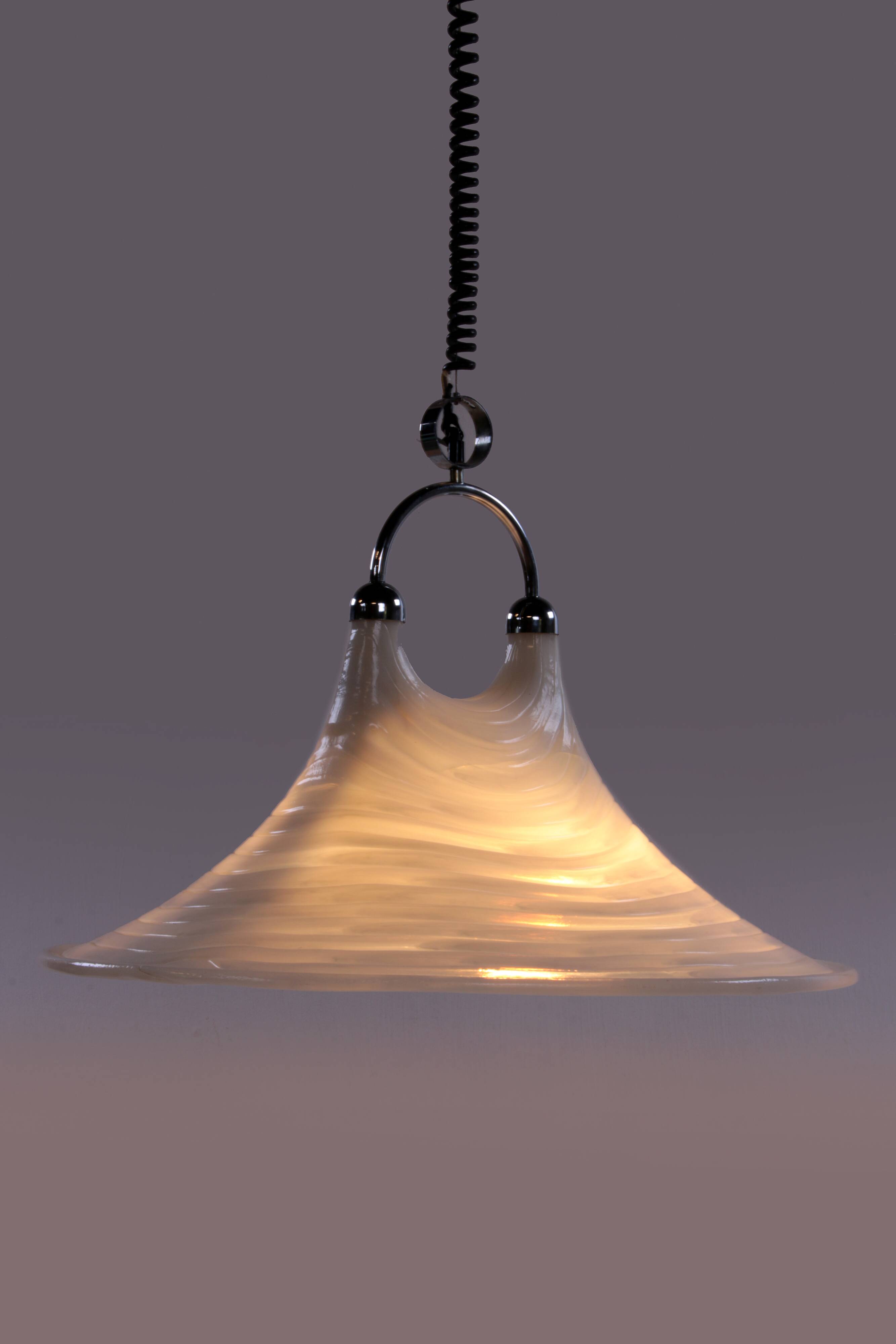 Vintage Space Age White hanging lamp Cristallux Germany 70