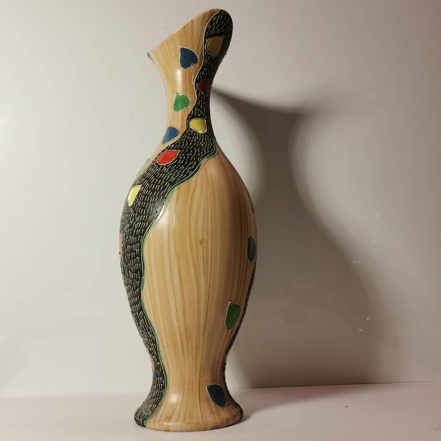 Large Deruta vase from the 1950s/1970s in enameled ceramic signed and numbered