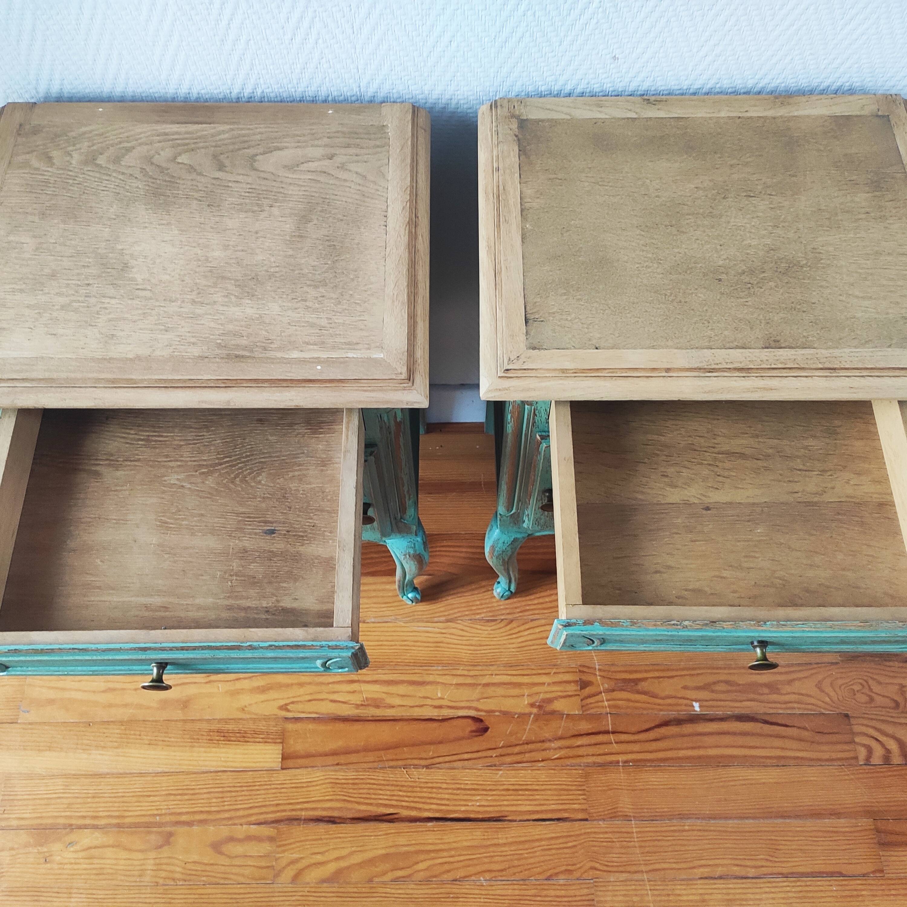 Pair of patinated bedside tables