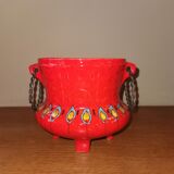 Vintage red ceramic pot cache 70s
