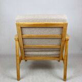 Vintage Danish armchair, 1970s, beige boucle - light wood - 2 pieces available