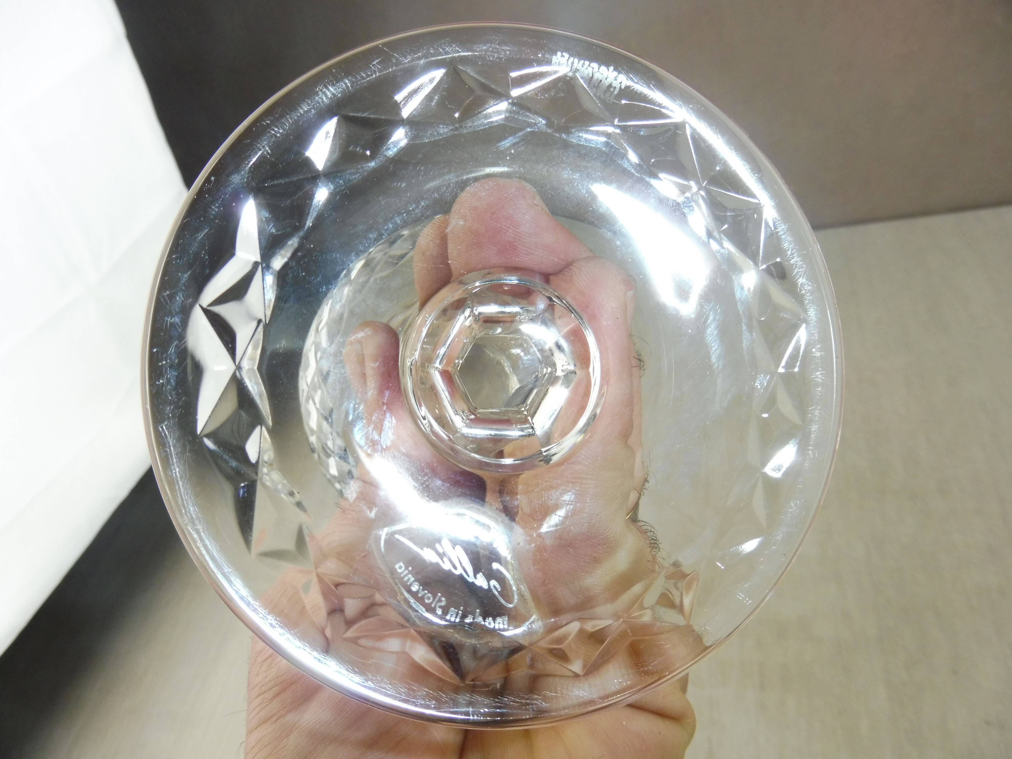 Former cut, engraved crystal wine glass, Rogaska Gallia, Slovenia
