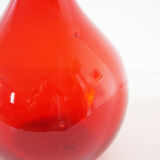 Italian red blown glass bottle EMPOLI