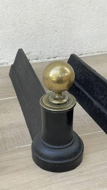Chenets neoclassical cast iron and brass