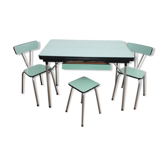 Table formica avec ses 2 chaises et tabourets vintage années 60