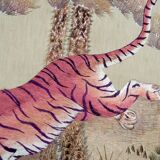 Important Set of Three Indochinese Silk Embroidered Tapestries