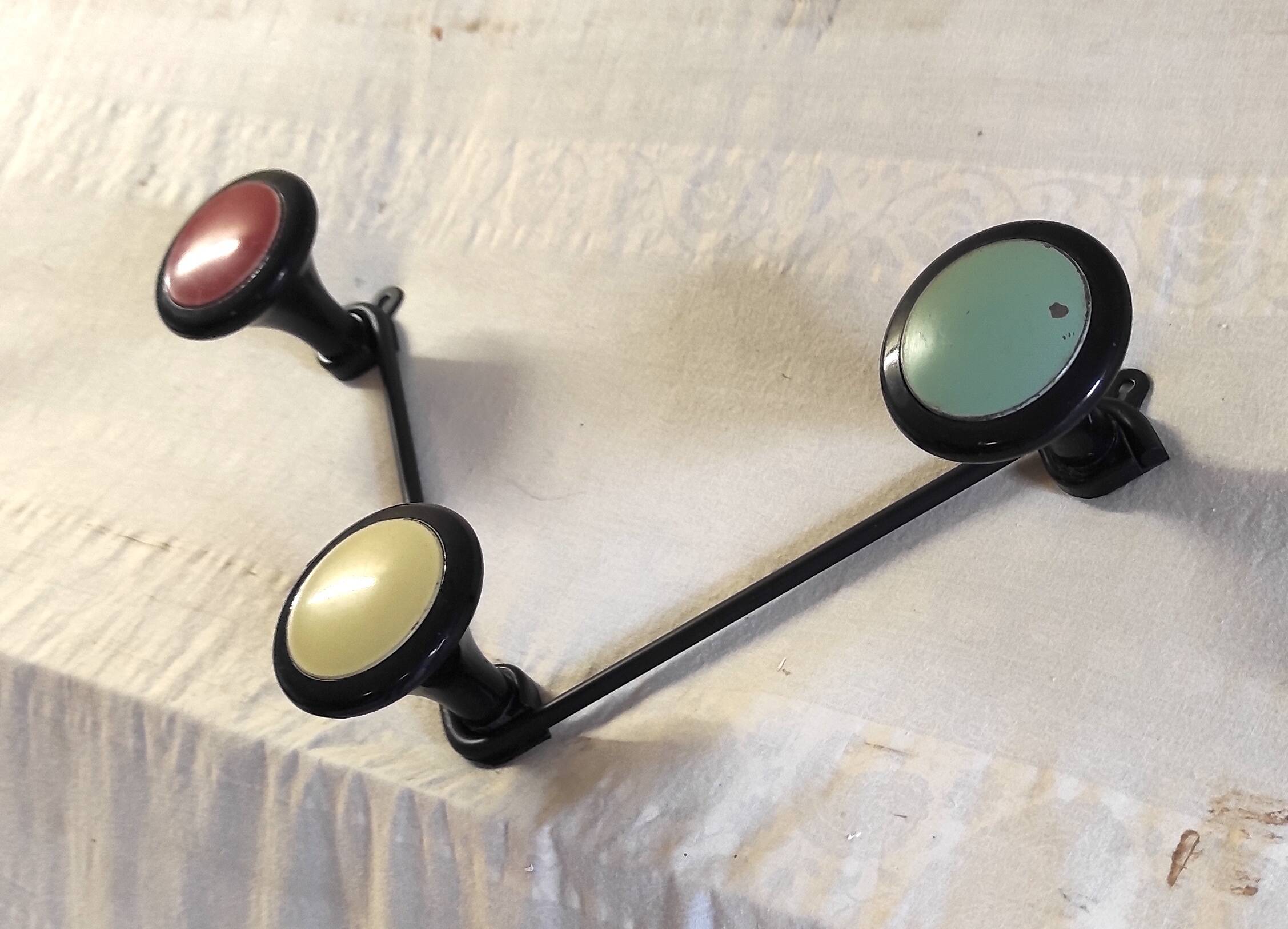 Tri-colour wall coat rack design - 1950s/60s