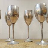 6 vintage metal stemmed glasses from the 1970s