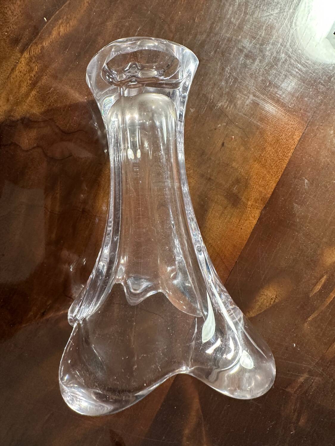 Small corolla vase in crystal from Vannes art-deco period - h 18.5 cm