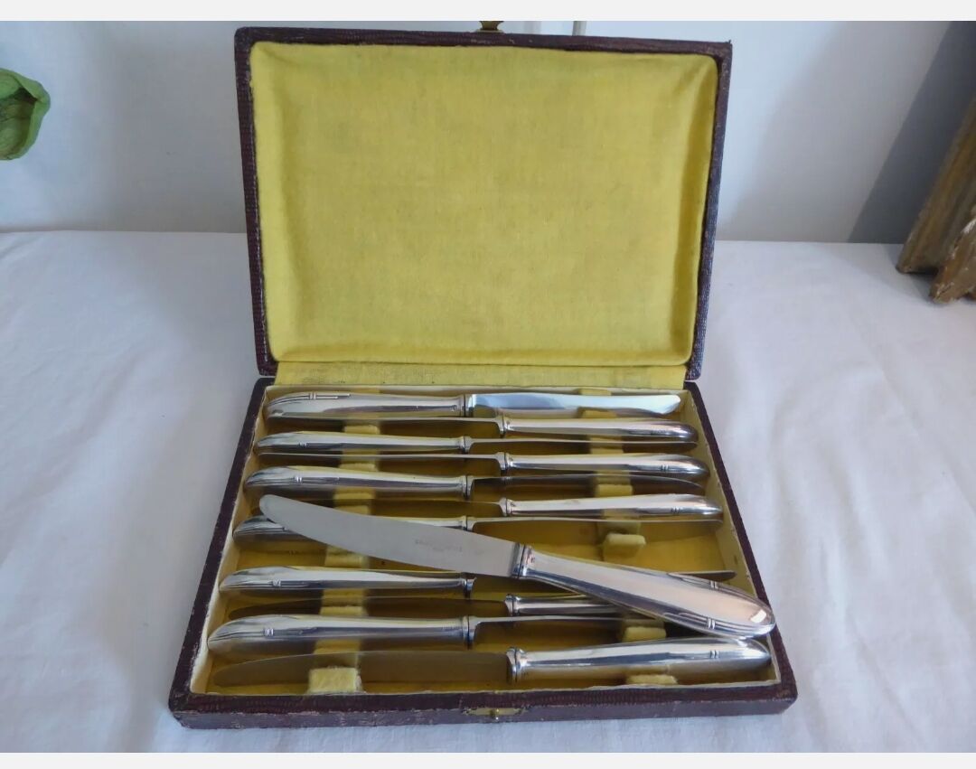 12 silver metal knives