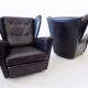 Howard Keith pair of black leather armchairs for HK Furniture