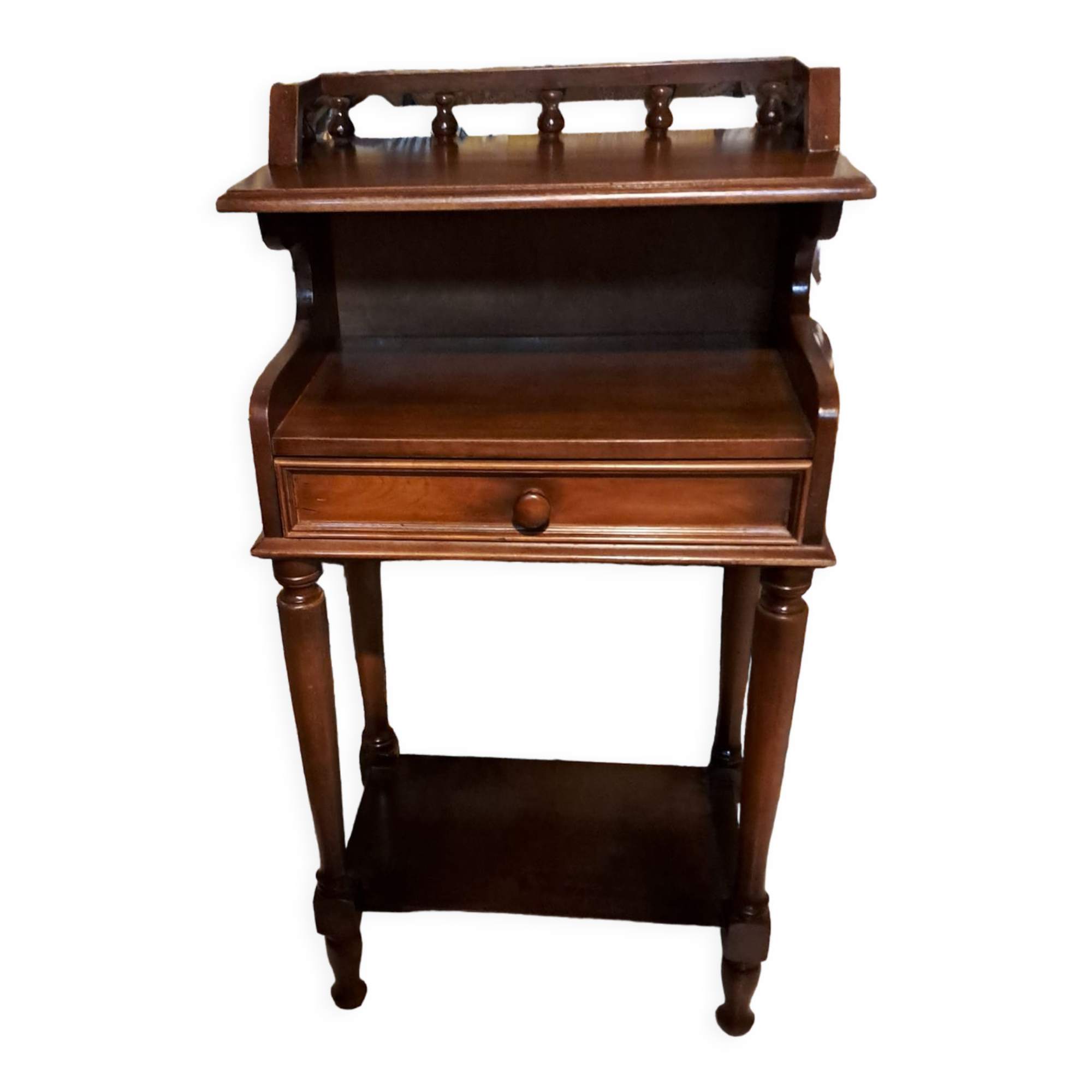 1980s console bedside table in brown varnished wood
