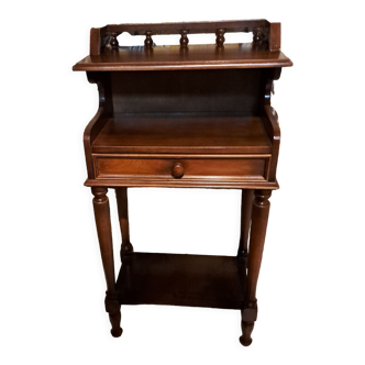 Console table de chevet 1980 en bois vernissé marron