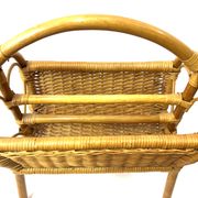 Porte revue en rotin et bambou vintage