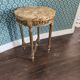 Antique Louis XVI style gueridon with veined marble, painted and patinated gilded wood.
