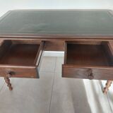 wooden desk, green leather top