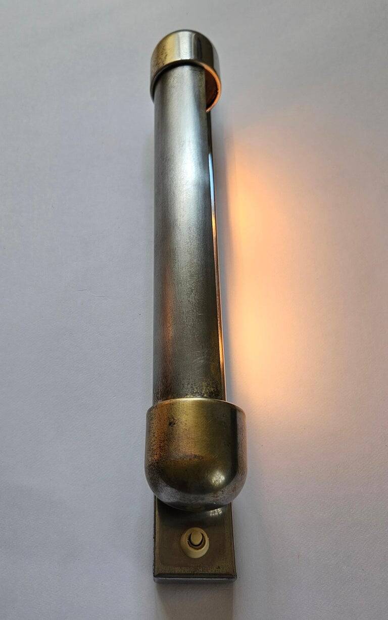 Rare Chrome Bauhaus Art Deco Wall Lamp Napako, 1940s