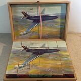 Old game of 24 wooden puzzle cubes from the 1950s