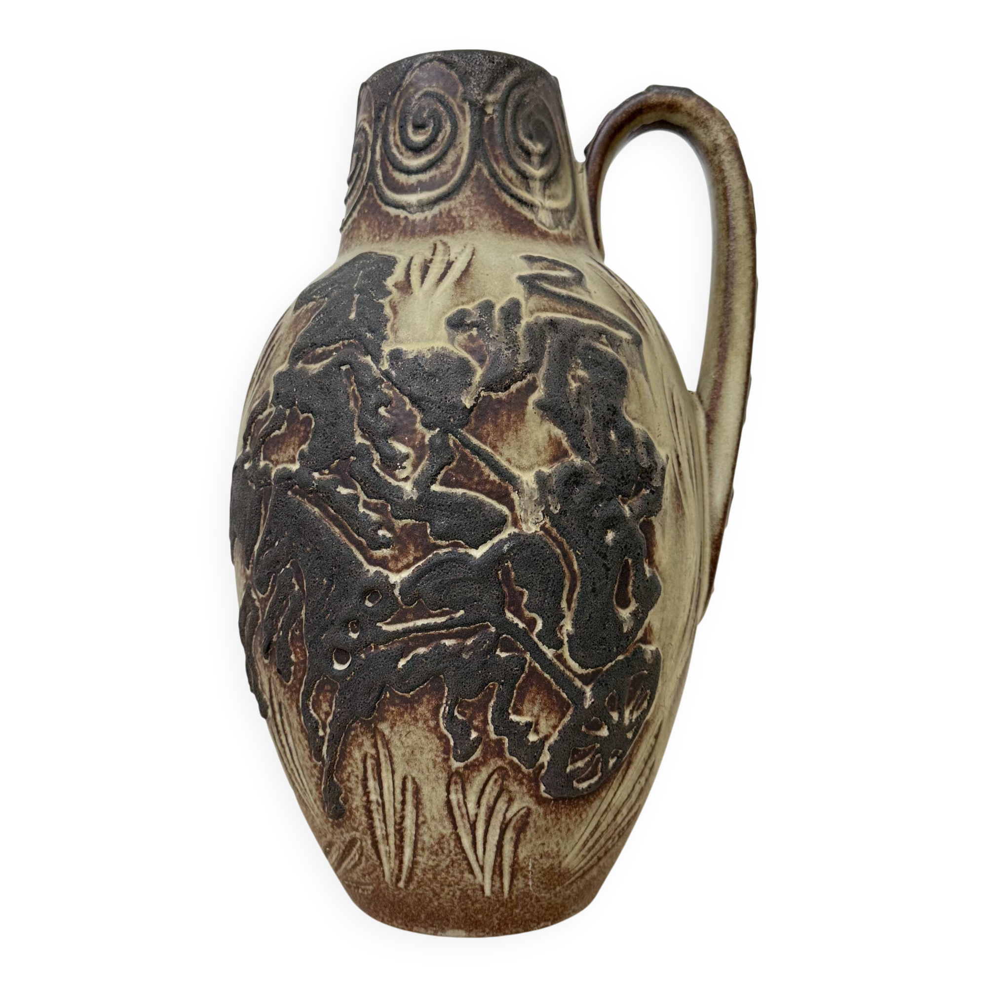 Vintage Scheurich west Germany vase with horse decor , 1970s