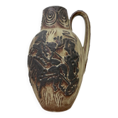 Vintage Scheurich west Germany vase with horse decor , 1970s