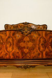 Rounded Walnut Burl Double Bed, 1950s