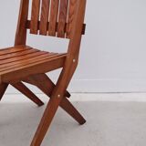 Pair of dejou chairs in solid pine, france 1950