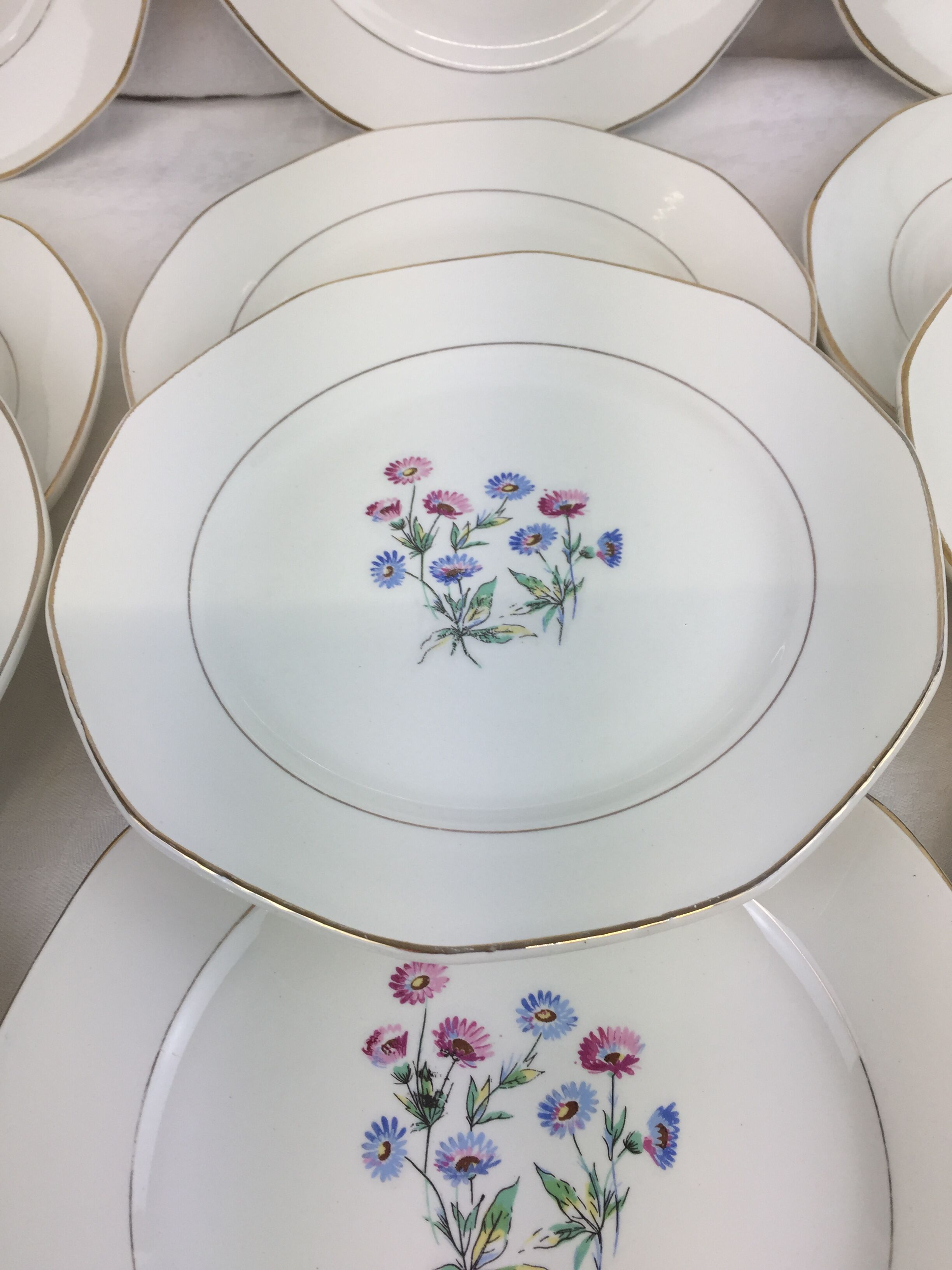 12 antique dessert plates made in France Digoin Sarreguemines