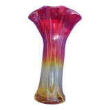 Modernist vase - molded glass - red, orange, yellow - Flavio Polis Seguso