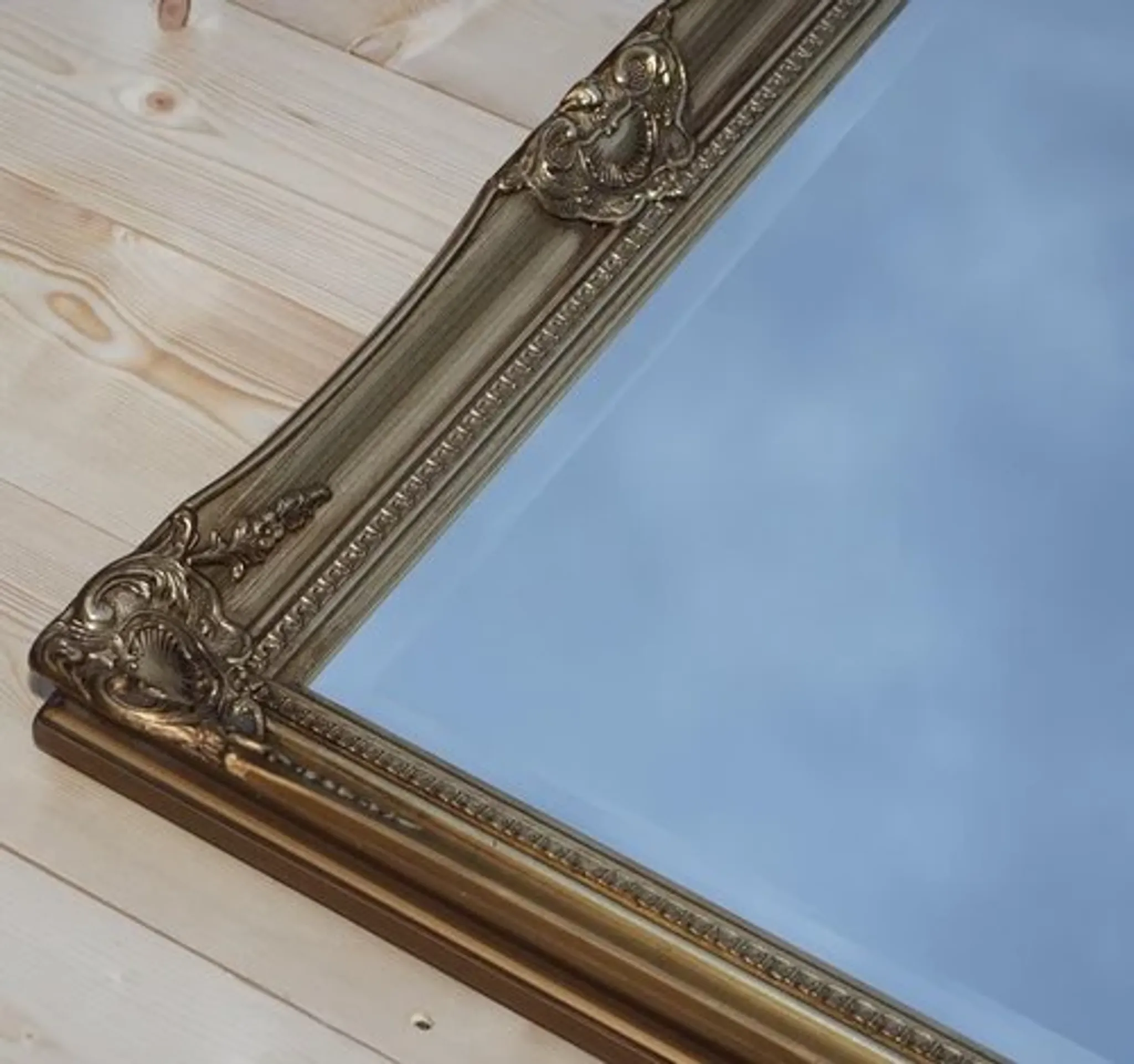 Large Bevelled Wall Mirror Ornate Vintage