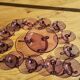 Rare amethyst blown glass cream service tripod - 13 pieces - Condition