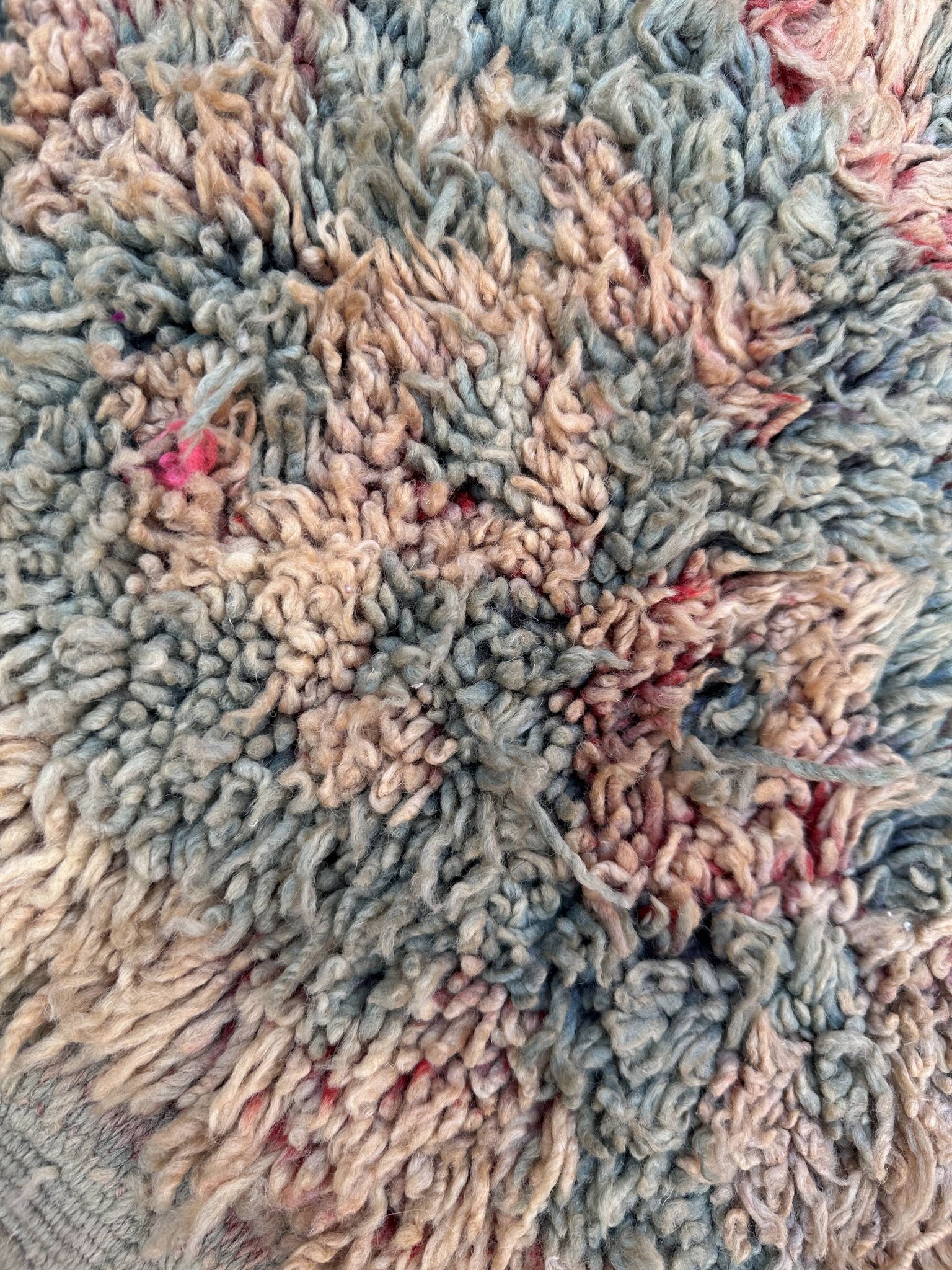 Tapis Marocain pêche et vert - 220 x 388 cm