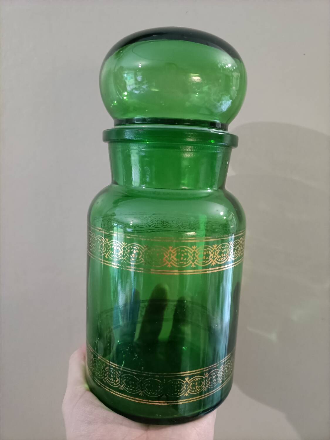 Green retro glass candy box