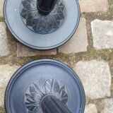 Set of 2 wooden floor lamps