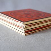 Vintage 5 Villeroy and Boch small tiles, 1960s-70s, orange flowers