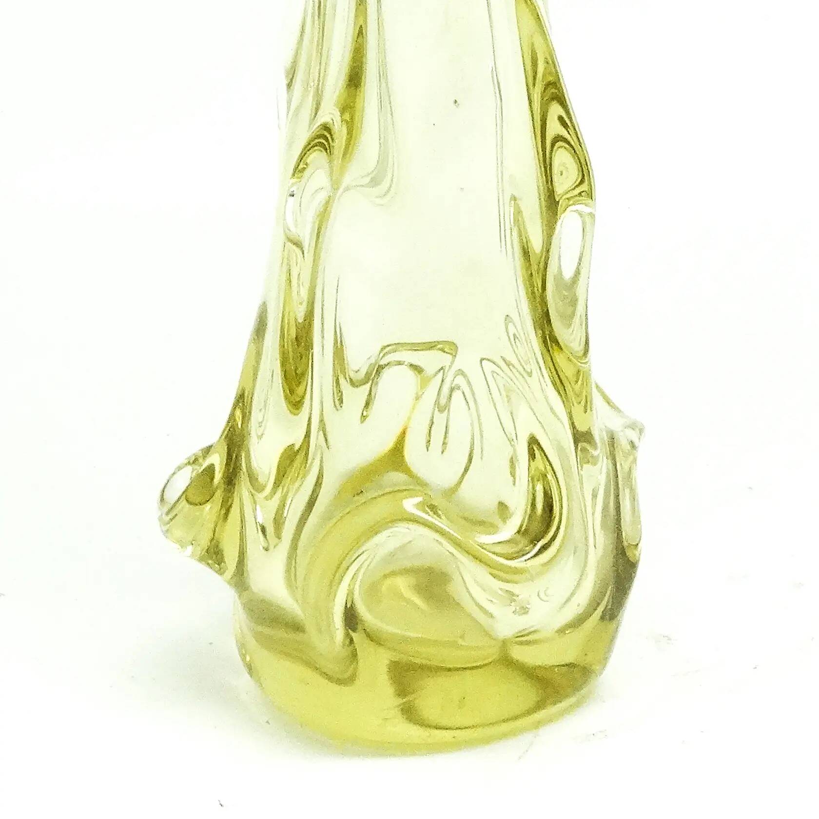 Vase postmoderne, verre jaune, Pologne, années 1970