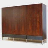 Grande armoire vintage moderne du milieu du siècle à 6 portes en palissandre et frêne, années 1960