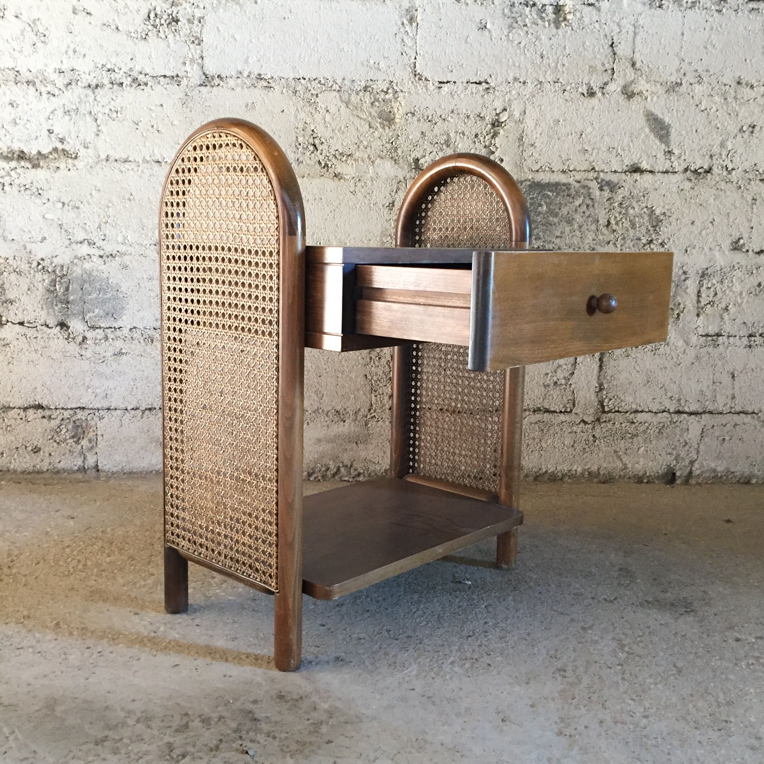 Bedside wood and caning 1970