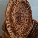 Large basket in vintage rattan 50s