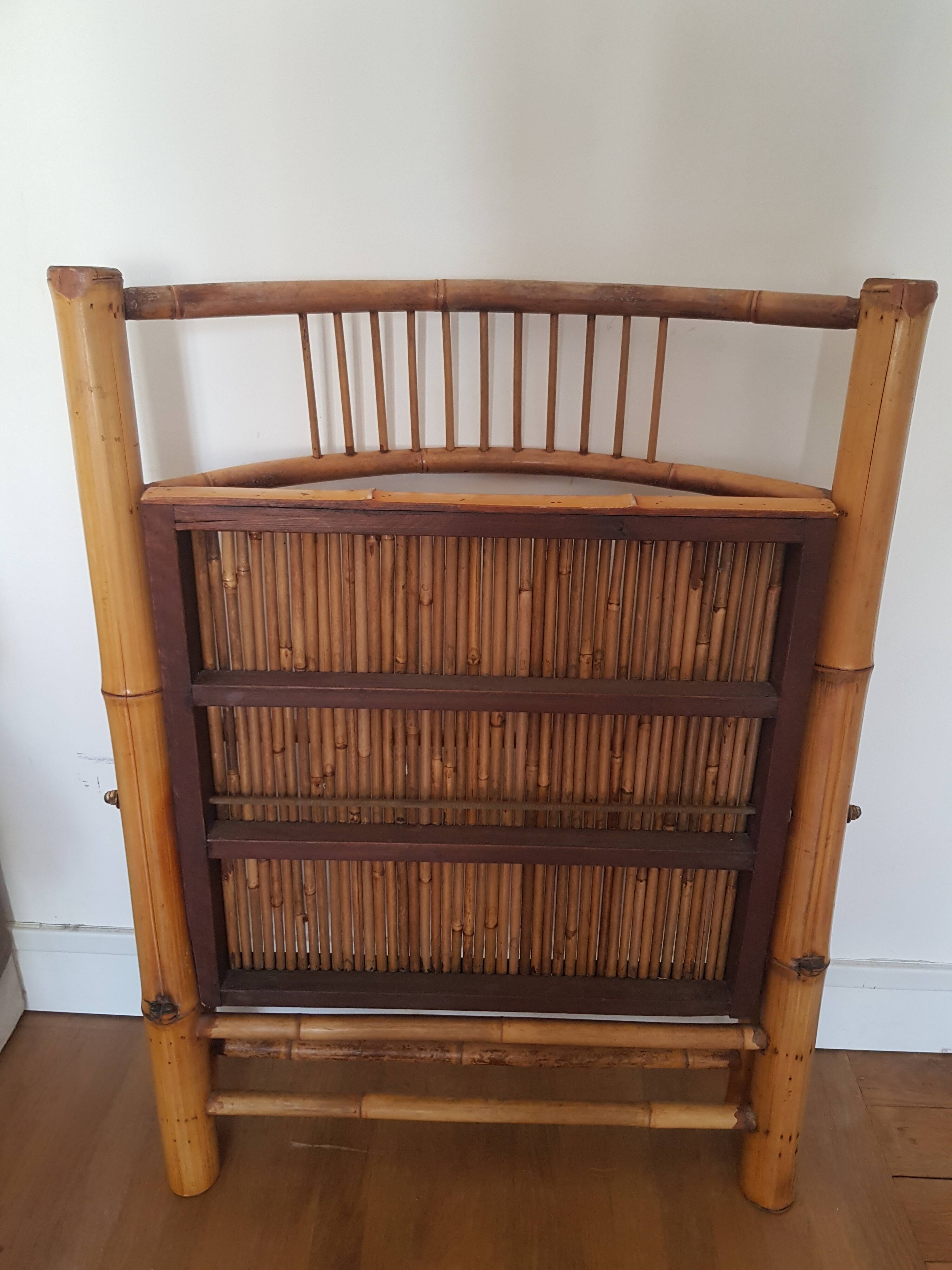 Bamboo and rattan folding chair