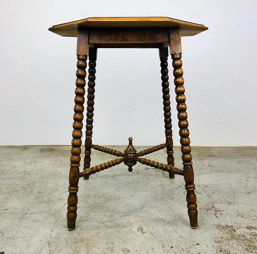 Antique wood carving table with 8 sides