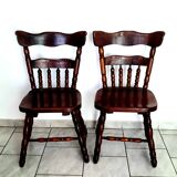Pair of solid wood saloon chairs from the 60s and 70s