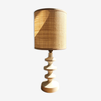 White lacquered wood lamp from the 1970s