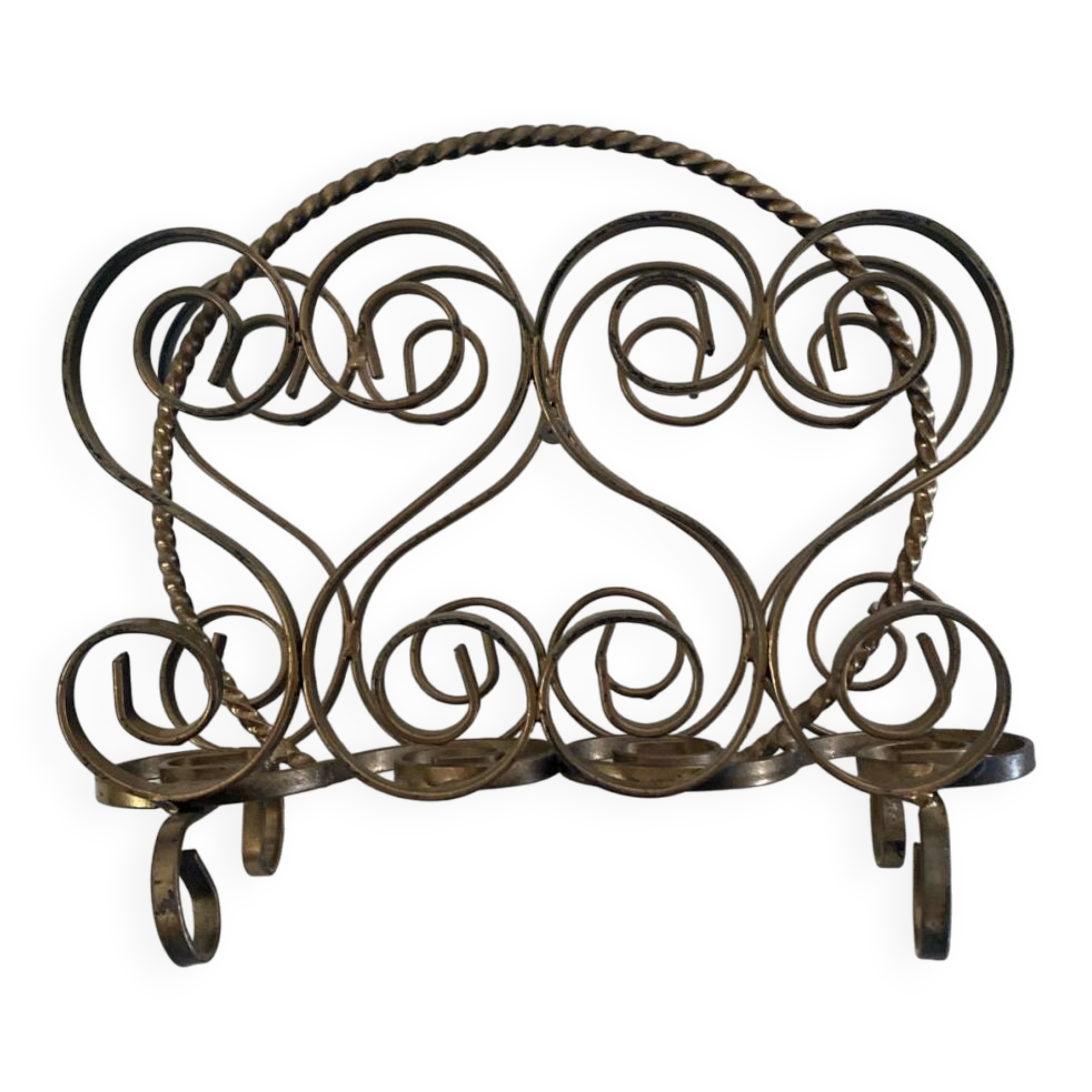 60s magazine rack in gold metal