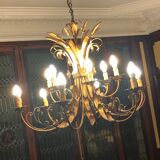 Chandelier sheaf of wheat golden metal 12 lamps