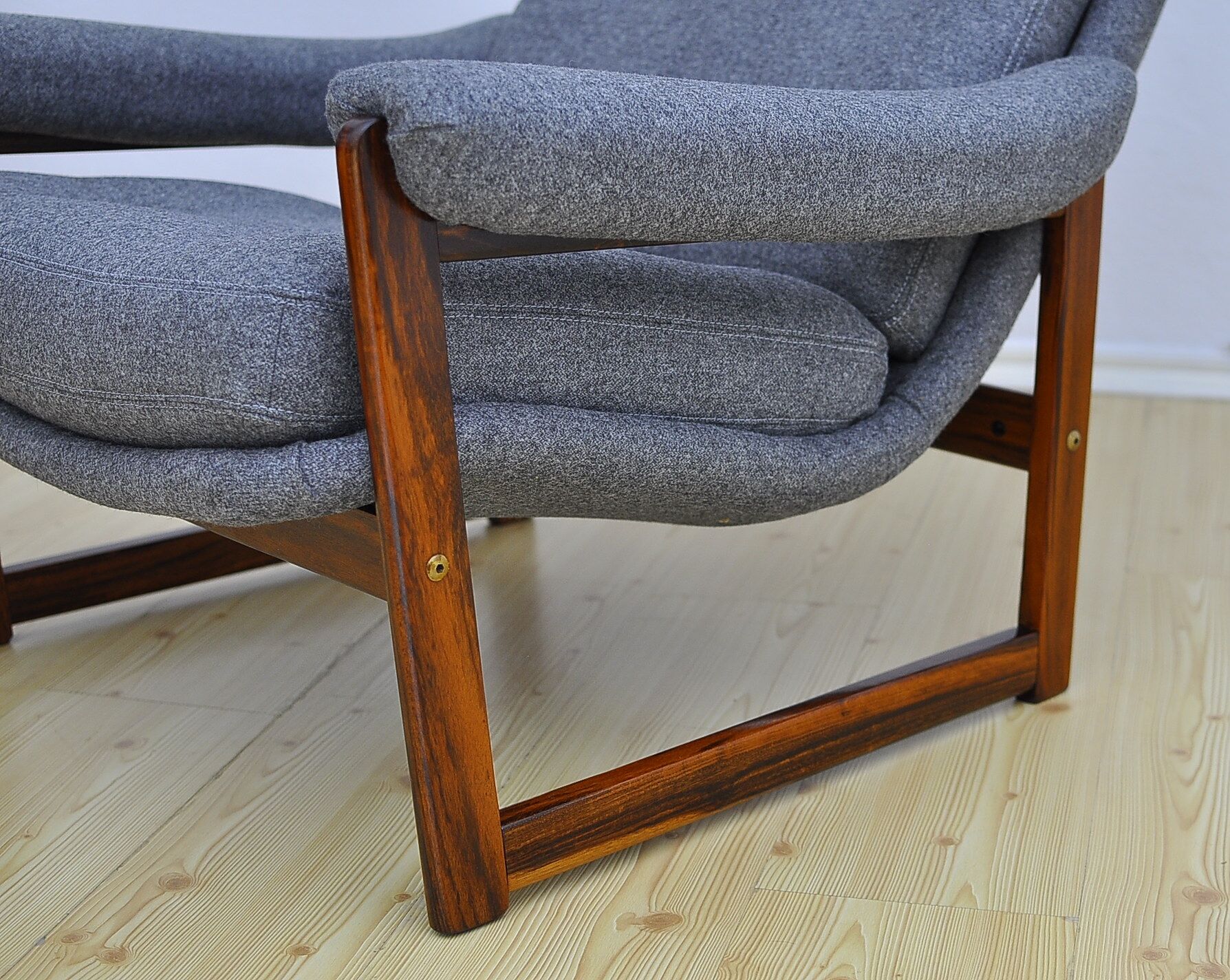 Scandinavian Rosewood Wingback Armchair with Wool Upholstery, 1960