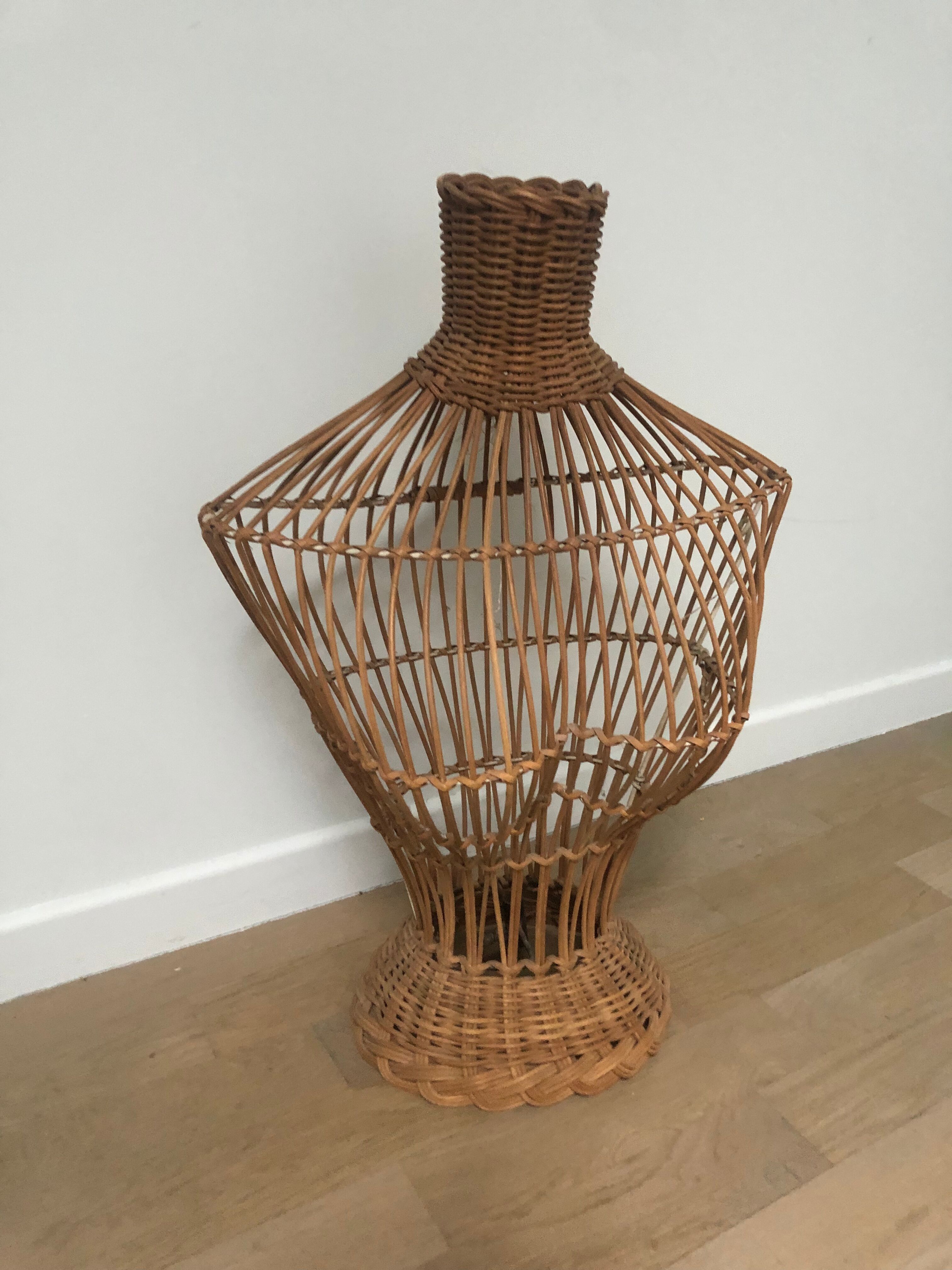 Wicker rattan bust mannequin